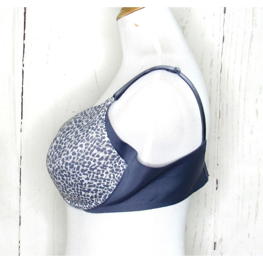 Warners No Side Effects T-Shirt Bra 01356 Underwire Gray Animal Print Size 40C - Picture 4 of 6